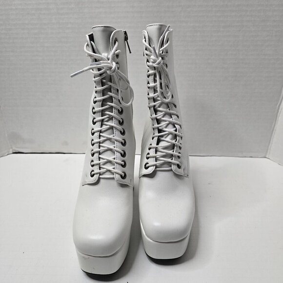 NWOT Dolls Kill Lamoda Serenity Lace Up White Ankle Boots size 8 - Picture 2 of 15